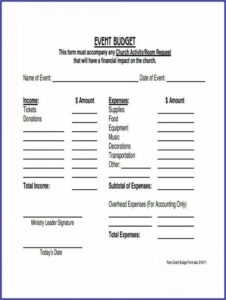 Church Budget Forms Pdf