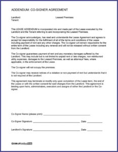 Co Signer Rental Agreement Form