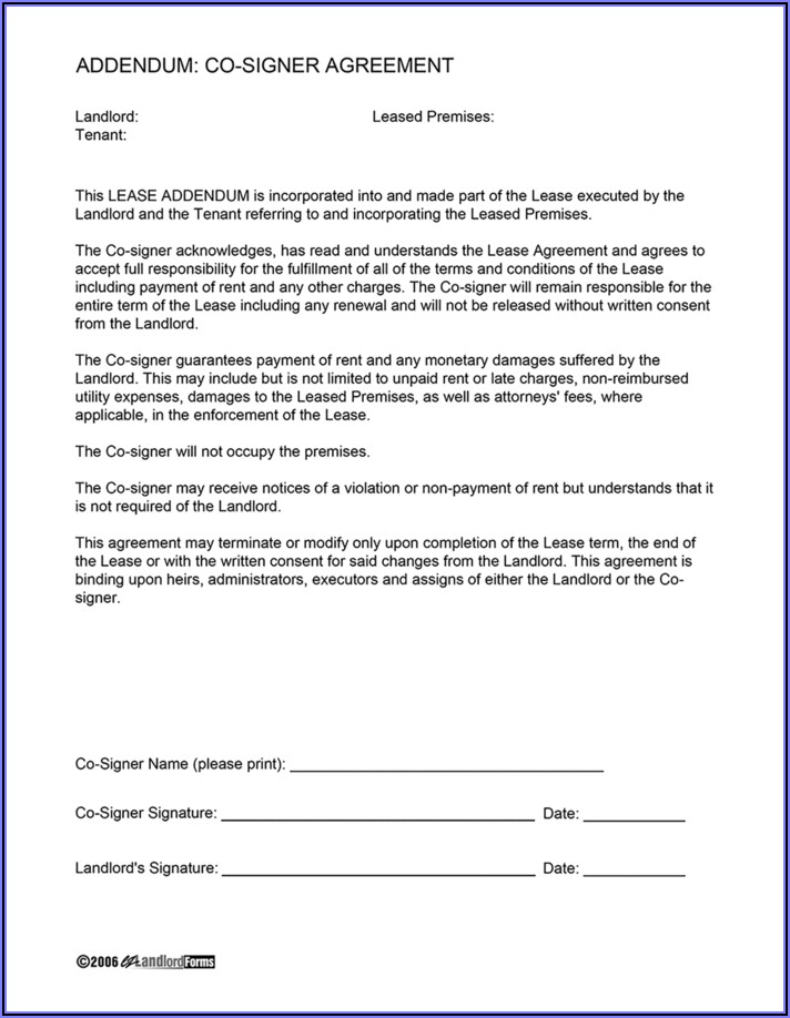 Co Signer Rental Agreement Form