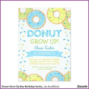 Donut Grow Up Invitations Boy