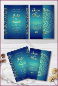 Editable Royal Blue Wedding Invitation Templates Free Download