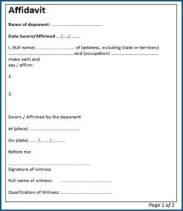 Free Affidavit Form Download Australia