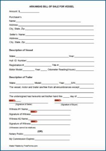 Free Arkansas Boat Bill Of Sale Form