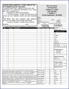Free Auto Body Repair Estimate Template