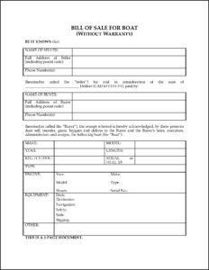 Free Boat Bill Of Sale Template Canada