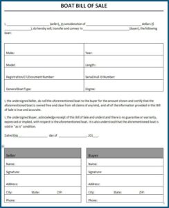 Free Boat Bill Of Sale Template Ontario