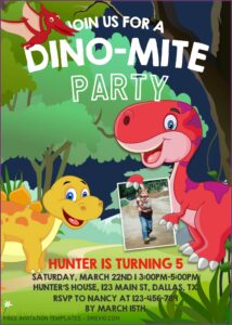 Free Editable Dinosaur Birthday Invitations