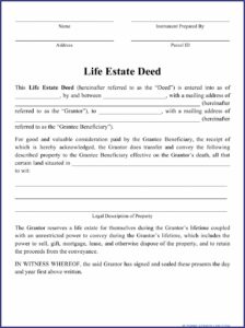 Free Life Estate Deed Form