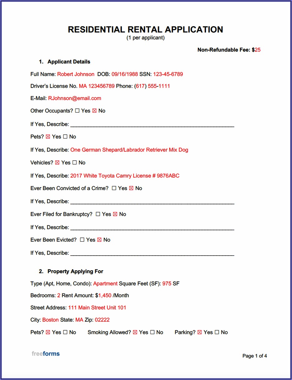 Hud Rental Application Form