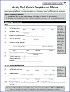 Identity Theft Affidavit Form Ftc