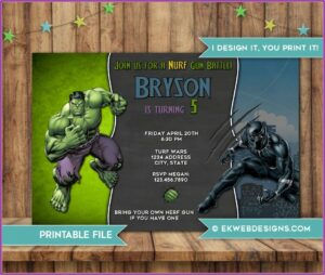 Incredible Hulk Birthday Invitations