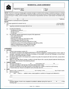 Landlord And Tenant Rental Agreement Forms