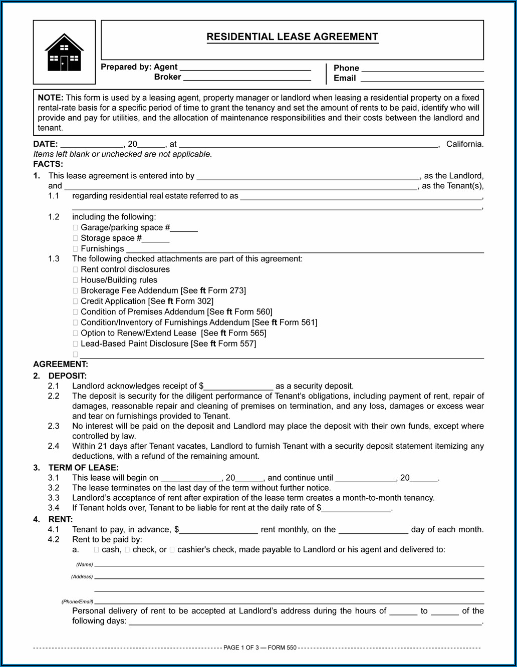 Landlord And Tenant Rental Agreement Forms