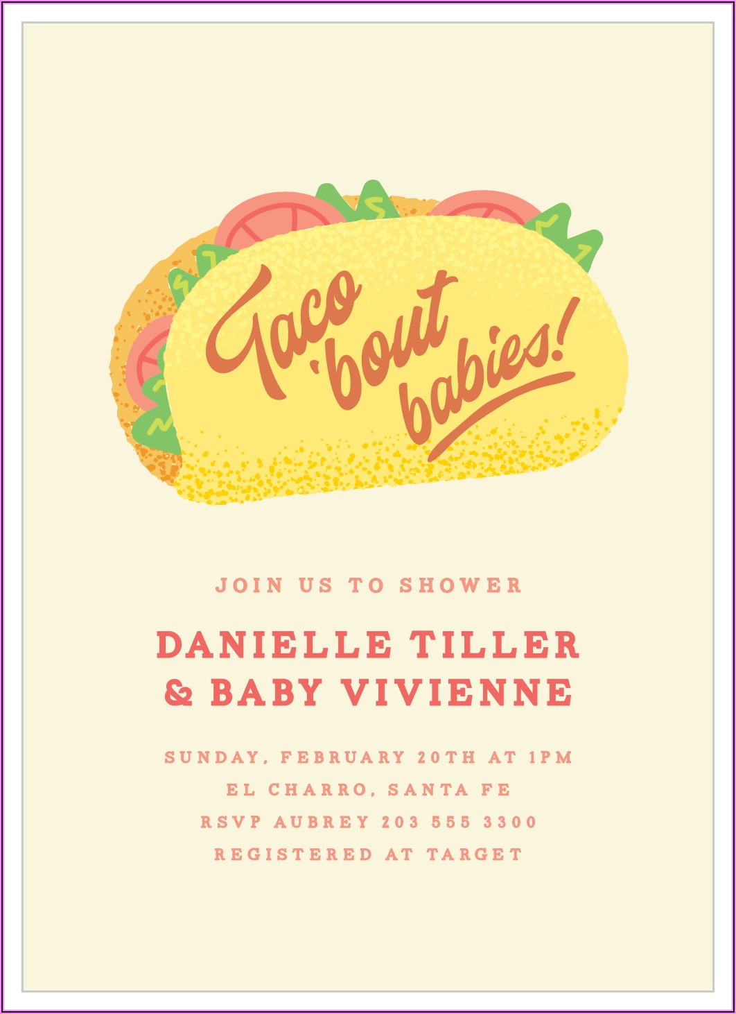 Lets Taco Bout A Baby Invitations