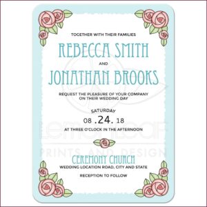 Light Blue And Pink Wedding Invitations