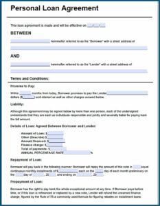 Loan Agreement Form Pdf