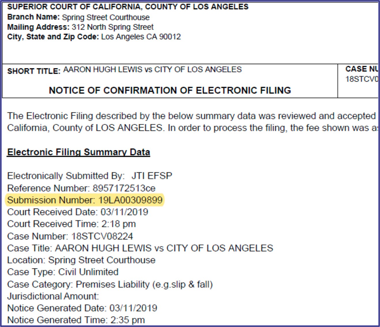 Los Angeles County Court E Filing