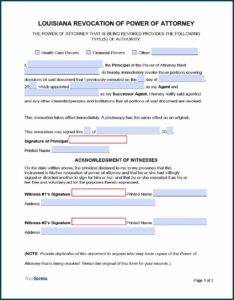 Louisiana Healthcare Power Of Attorney Form