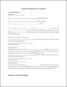 Louisiana Limited Power Of Attorney Form