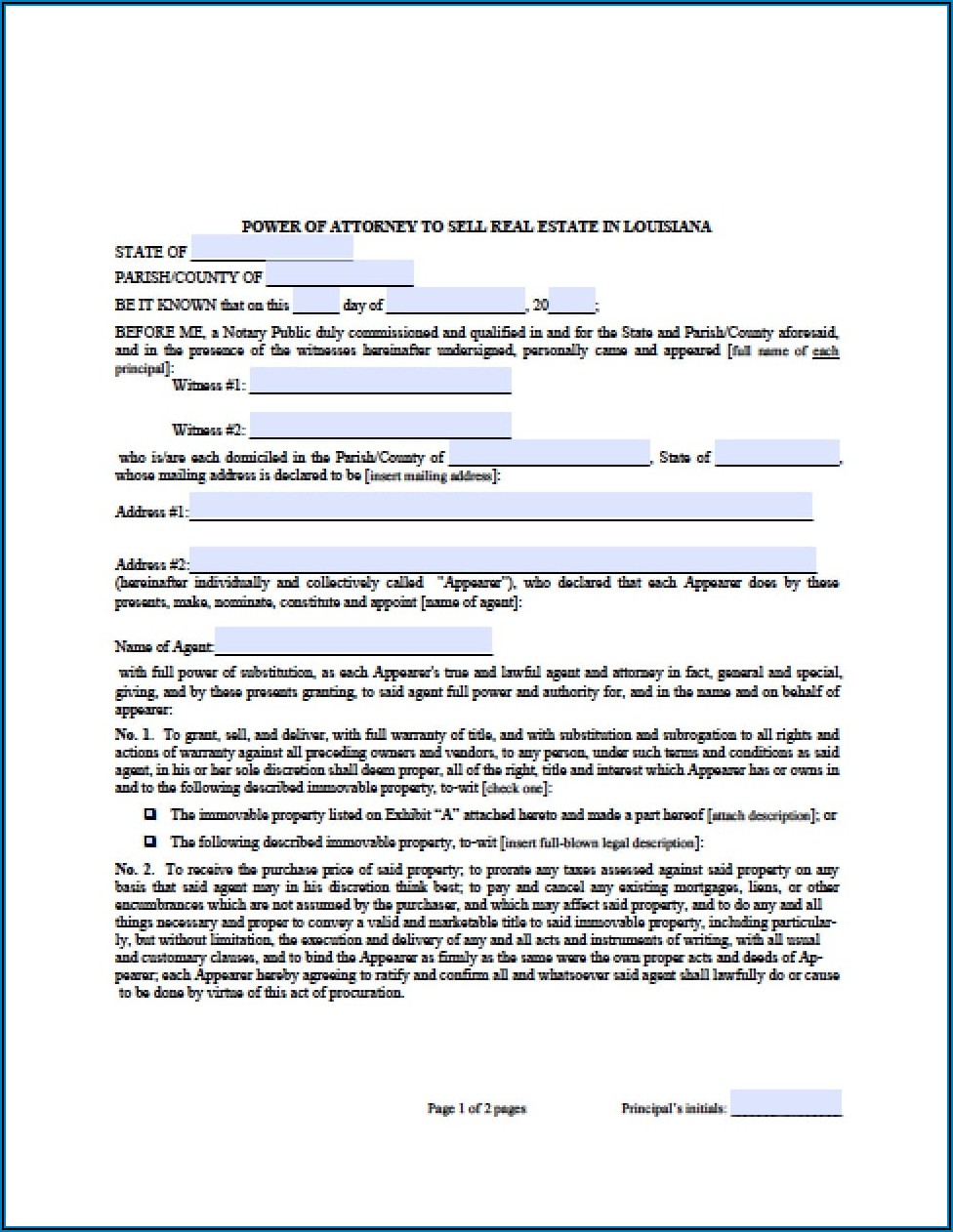 Louisiana Medical Power Of Attorney Forms
