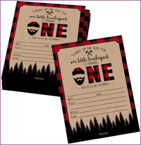 Lumberjack First Birthday Invitations