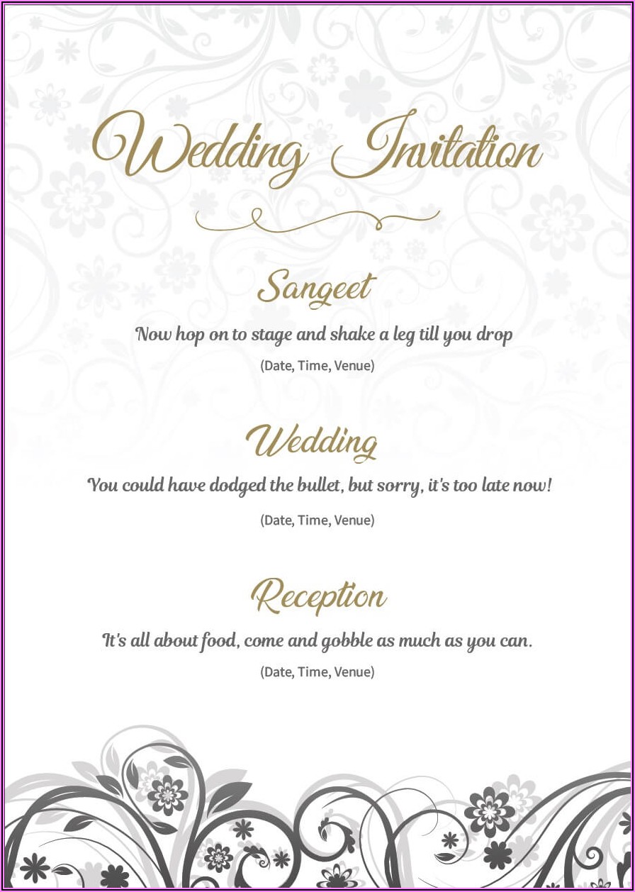 Marriage Invitation Wordings In English Language