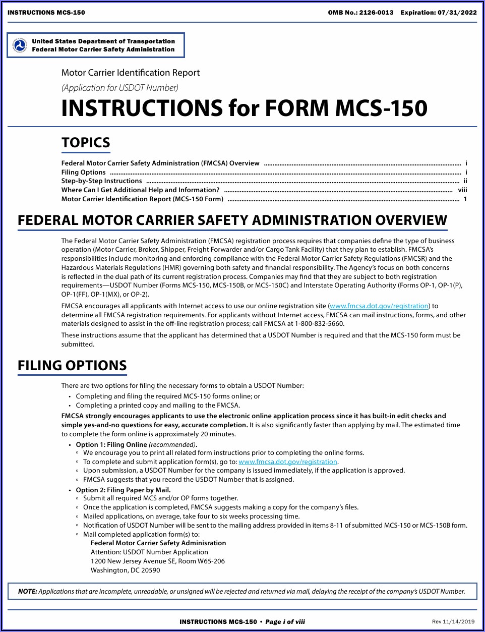 Mcs 150 Form Online