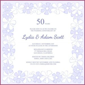Microsoft Word Free Printable 50th Wedding Anniversary Invitation Templates