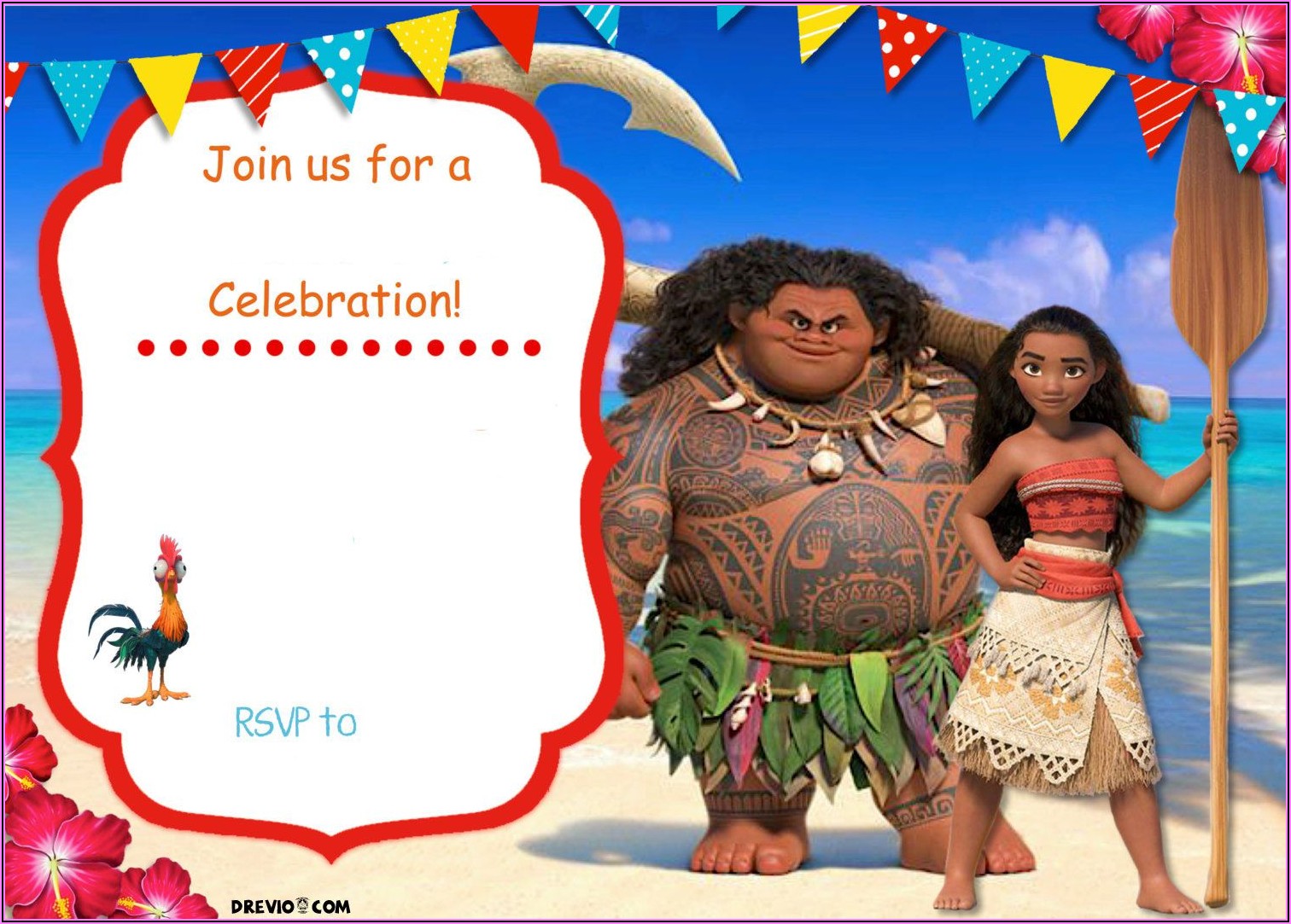 Moana Birthday Invitation Template