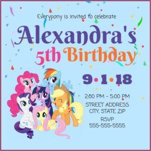 My Little Pony Birthday Party Invitation Template Free