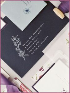 Navy Blue White And Gray Wedding Invitations