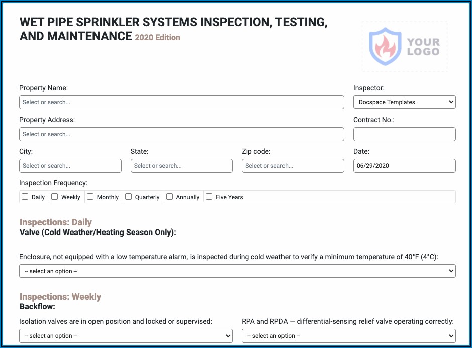 Nfpa 25 Inspection Forms Pdf