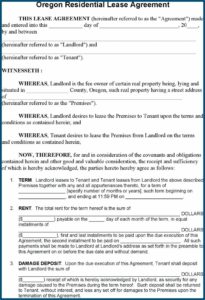 Oregon Lease Agreement Template