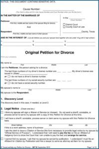 Original Petition For Divorce Form