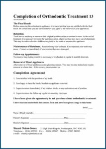 Orthodontic Retention Consent Form