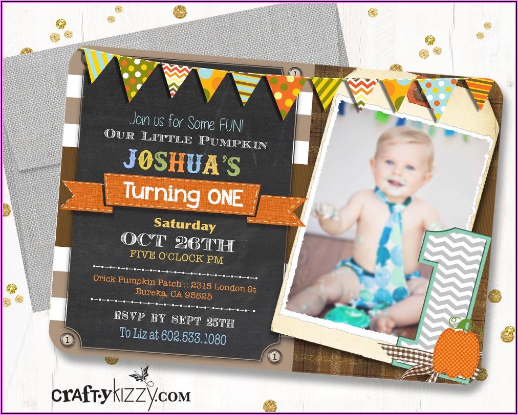 Our Little Pumpkin Is Turning One Invitations Boy