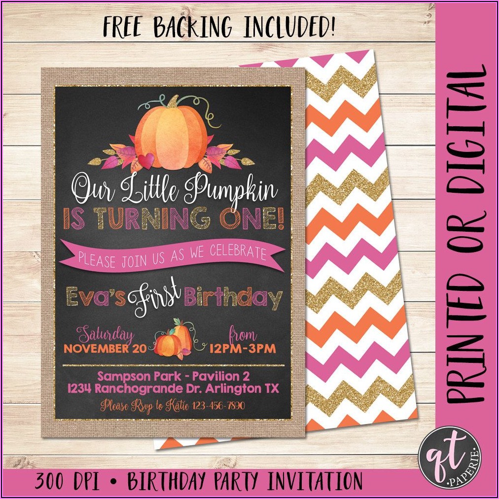 Our Little Pumpkin Is Turning One Invitations Free
