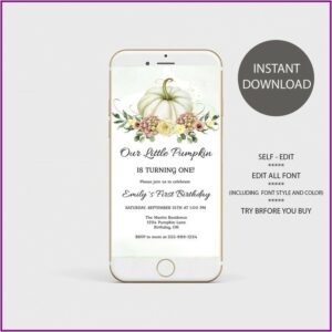 Our Little Pumpkin Is Turning One Online Invitations