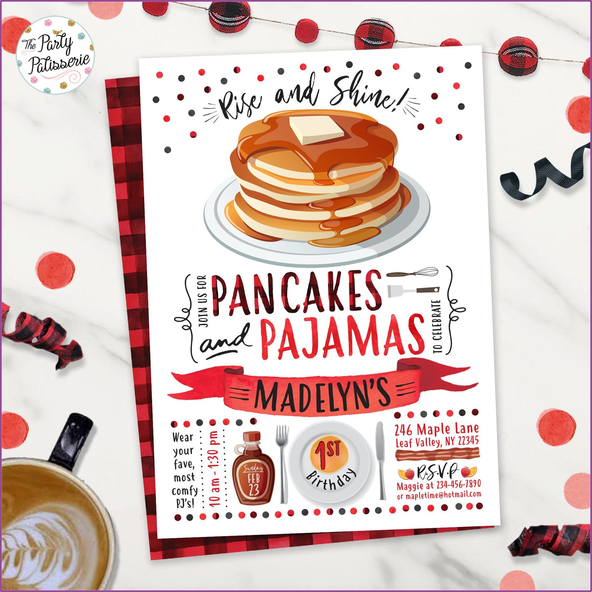 Pancakes And Pajamas Digital Invitation