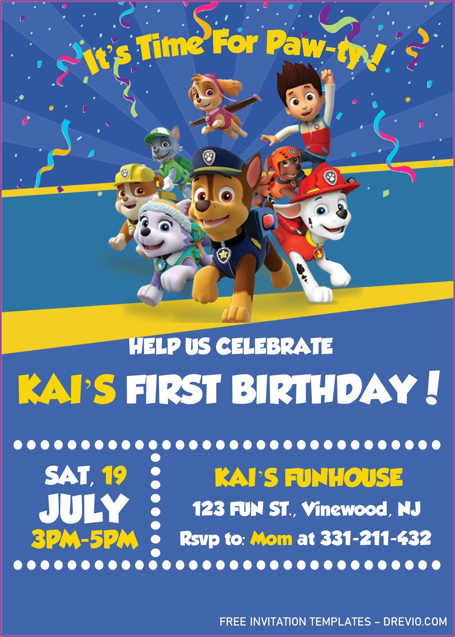 Paw Patrol Pool Party Invitation Template