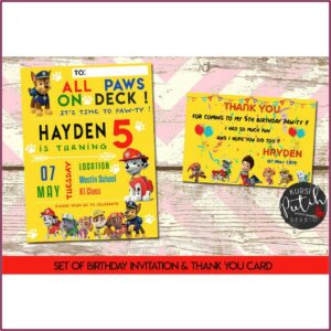 Paw Patrol Theme Birthday Invitation Card