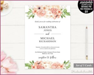 Peach Wedding Invitation Templates