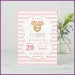 Pink Minnie Mouse 3rd Birthday Invitation