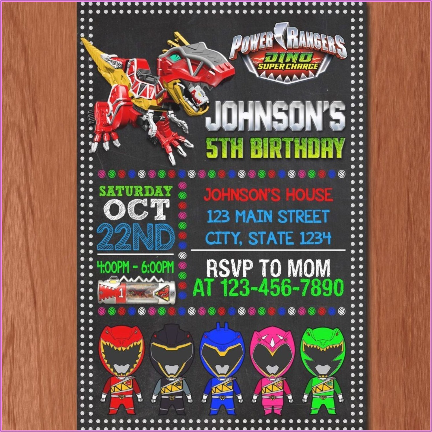 Power Ranger Birthday Invitation Template