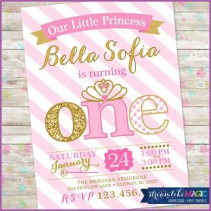 Princess 1st Birthday Invitations