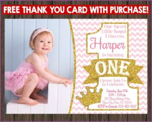 Princess First Birthday Invitation Card