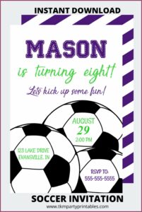 Printable Soccer Birthday Invitations