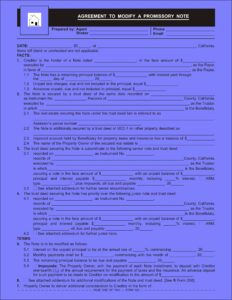 Promissory Note Modification Agreement Form