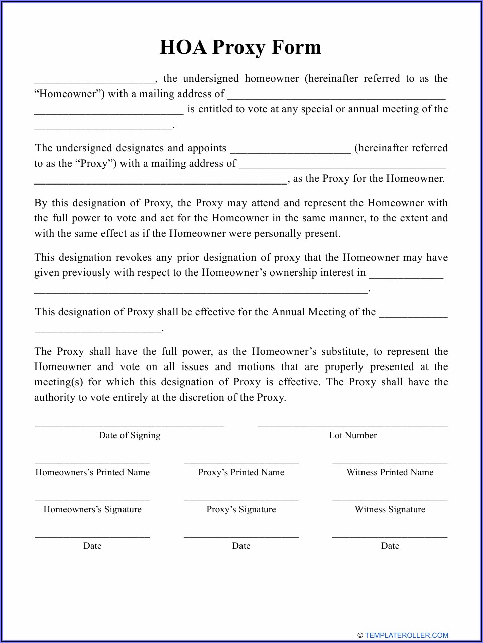 Proxy Voting Form Template Free Download