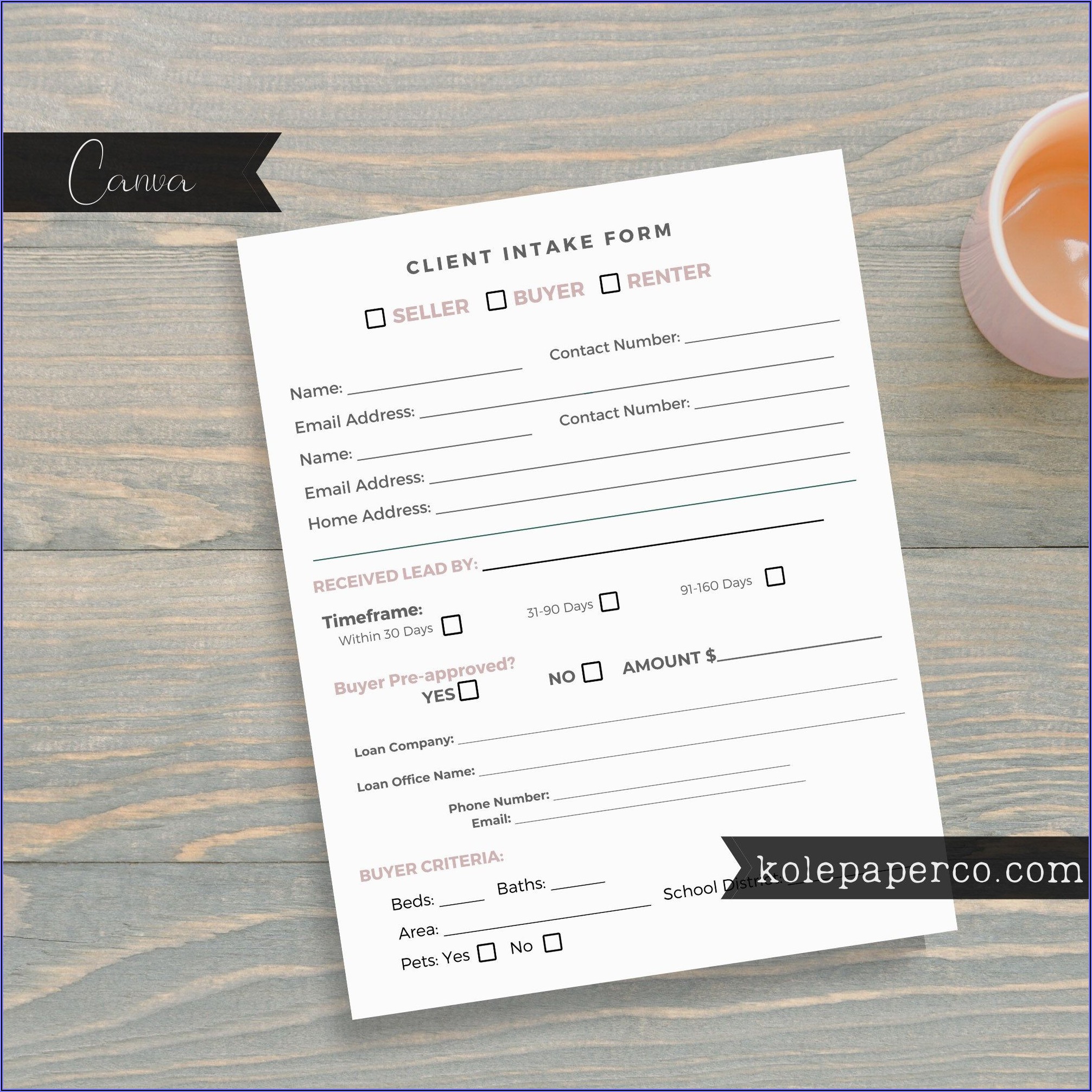 Real Estate Client Intake Form